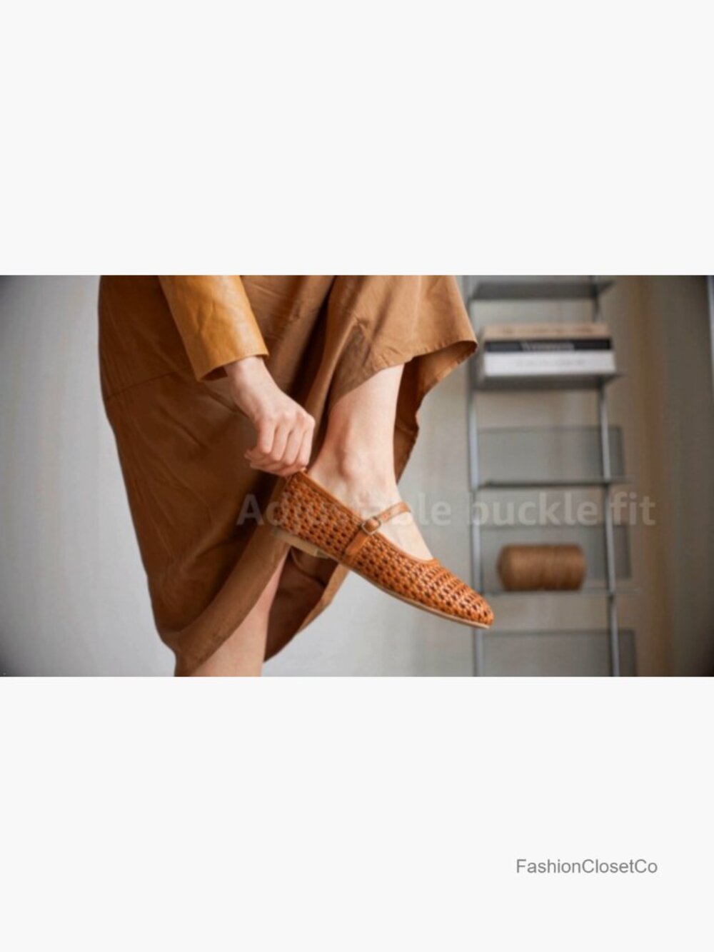 Women's Mesh Mary Jane Ballet Foldable Flats Squared Toe Woven Comfortable - Picture 7 of 7